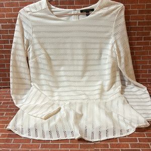 ❤️ Banana Republic Ivory Peplum Long Sleeve Fully-Lined Blouse M EUC